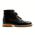 Goodyear welted lace-to-toe boot in Black American Bison, full-grain leather heel counters