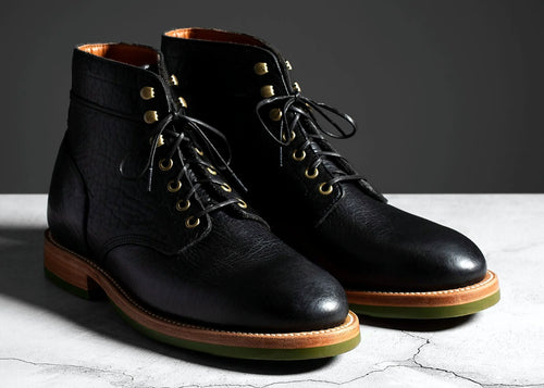 American Bison lace-to-toe boot in Black, vegetable-tanned insole, welt and midsole