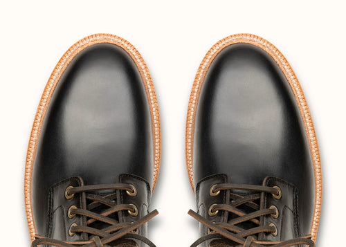 Chromexcel plain toe boot in Black, vegetable-tanned insole, welt and midsole