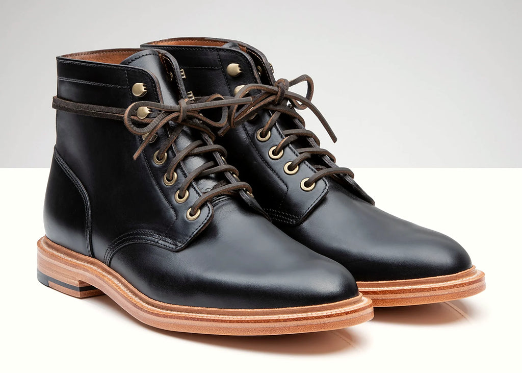 Black Chromexcel boot on a leather outsole, cork filler over a steel shank