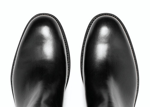 Goodyear welted Chelsea boot in Black Chromexcel, full-grain leather heel counters