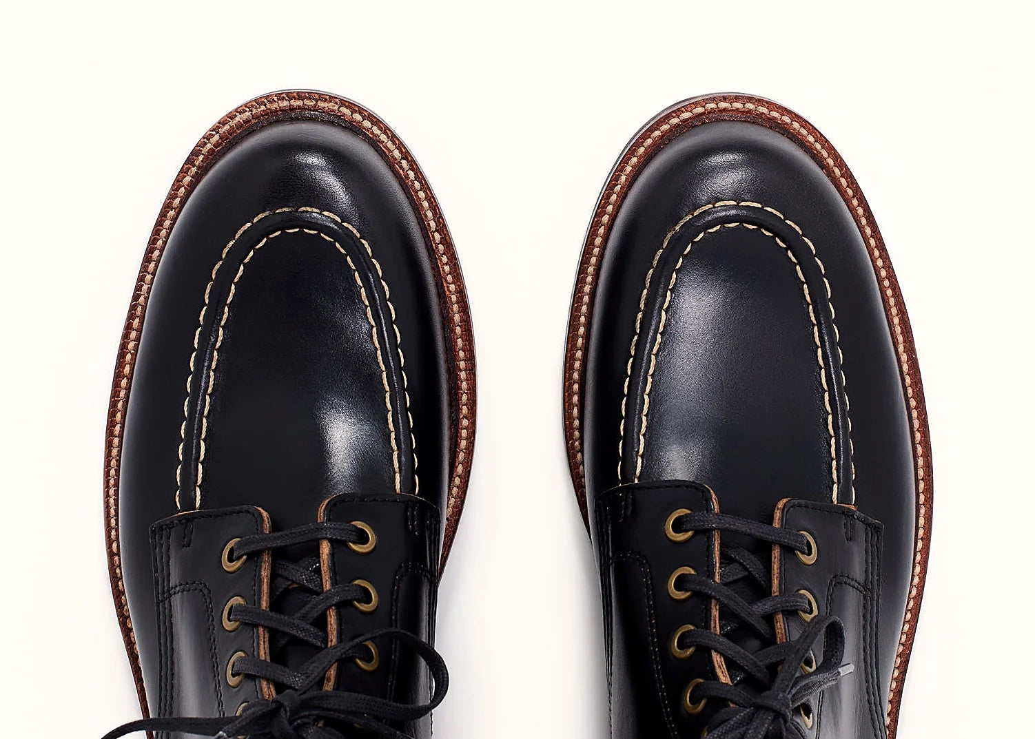 Black Chromexcel boot on a lug rubber outsole, cork filler over a steel shank