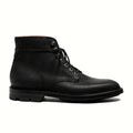 plain toe boot in Black Waxed Commander with gunmetal eyelets and speed hooks