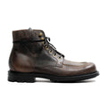 Black Teton Waxy Stag deer hand-sewn moc toe boot with antique brass eyelets and speed hooks