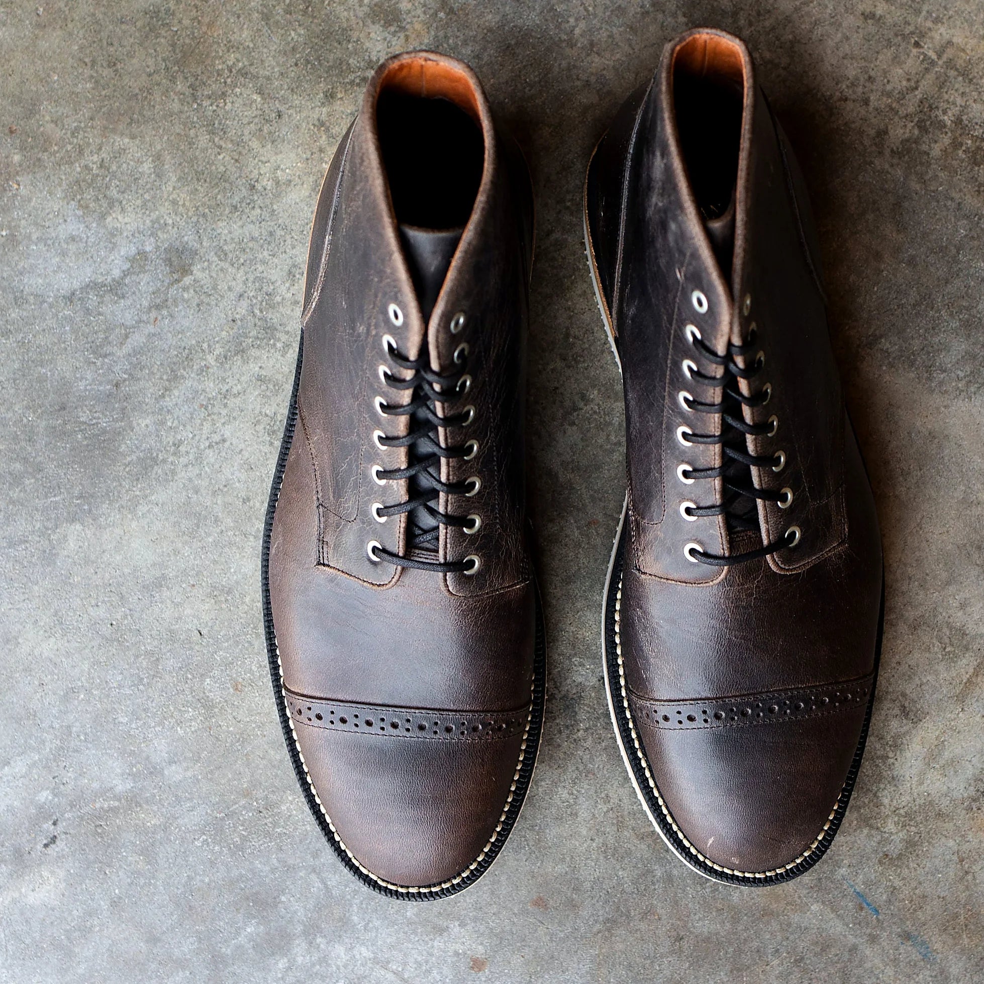 Black Teton Waxy Stag deer service boot with gunmetal eyelets