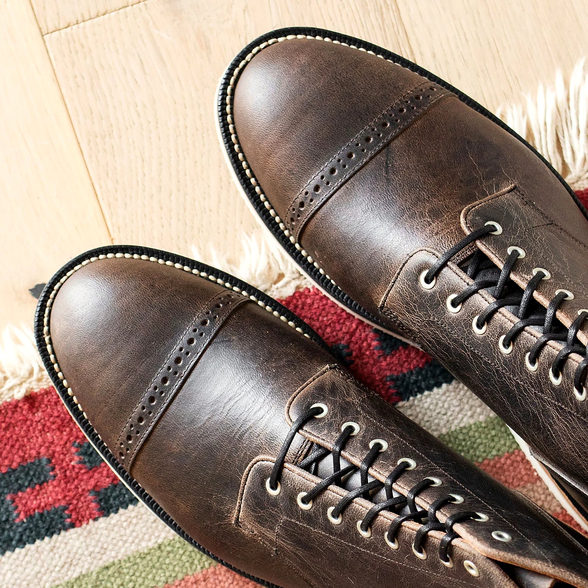 Black Waxed Deer Wedge Sole Boot — Goodyear welted leather boot