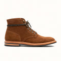Bourbon plain toe boot in Repello calf suede, set on a micro stud rubber outsole
