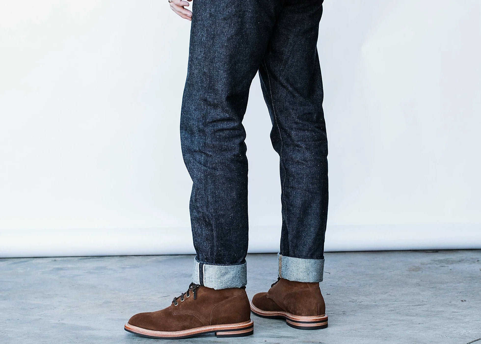 Bourbon Repello calf suede boot on a micro stud rubber outsole, cork filler over a steel shank