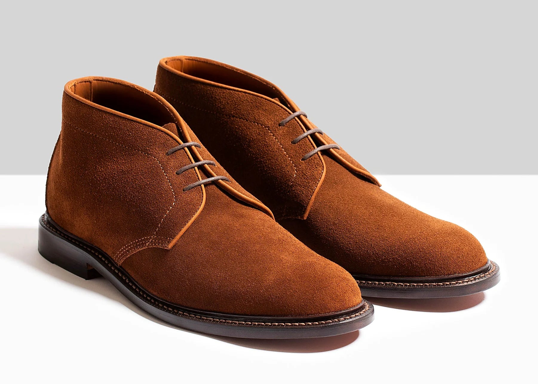 Janus Butt suede unlined chukka boot in Bourbon, vegetable-tanned insole, welt and midsole