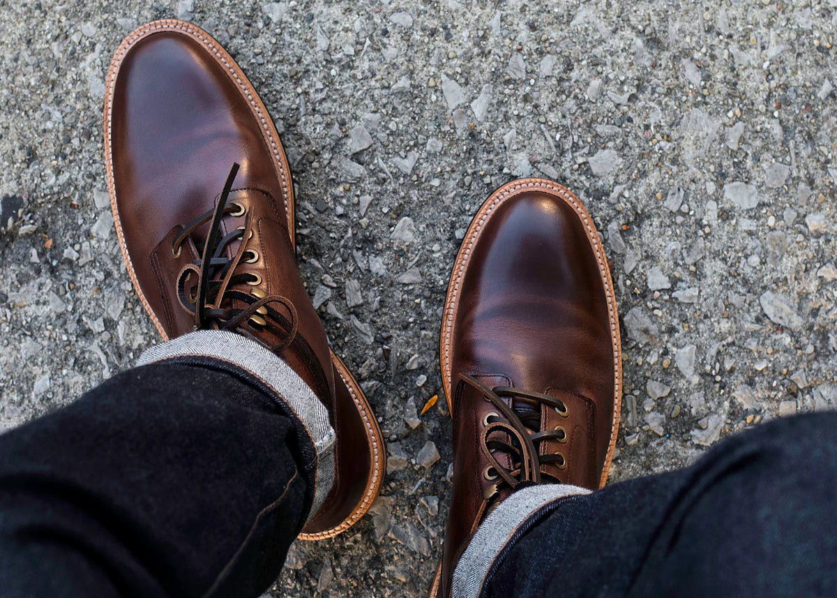 Chromexcel plain toe boot in Crimson, vegetable-tanned insole, welt and midsole