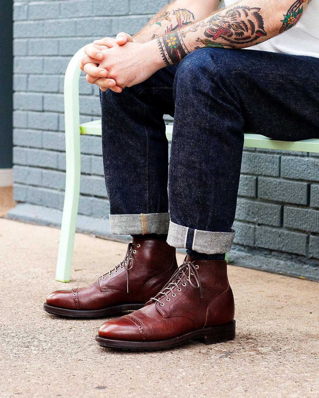 Crimson Kudu Cap Toe Service Boot — Goodyear welted leather boot
