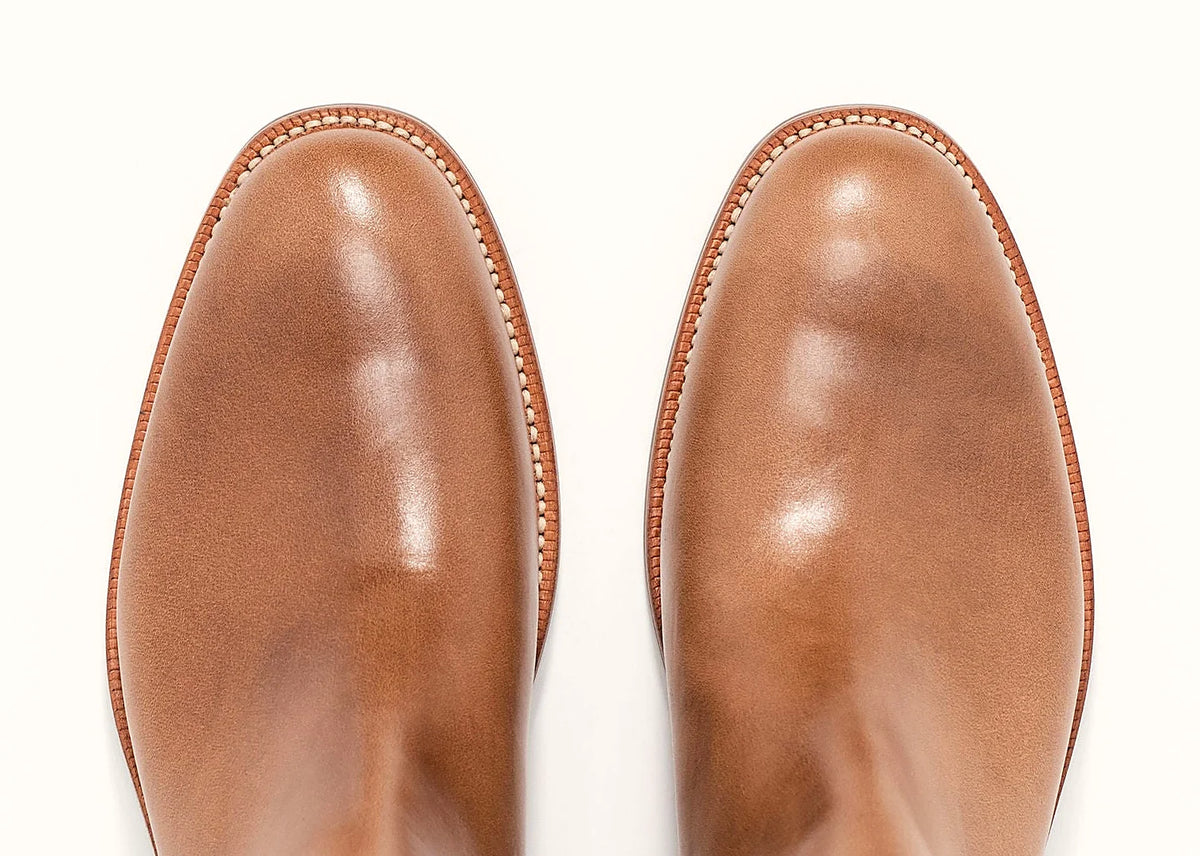 Dune Chromexcel boot on a Goodyear welt, cork filler over a steel shank