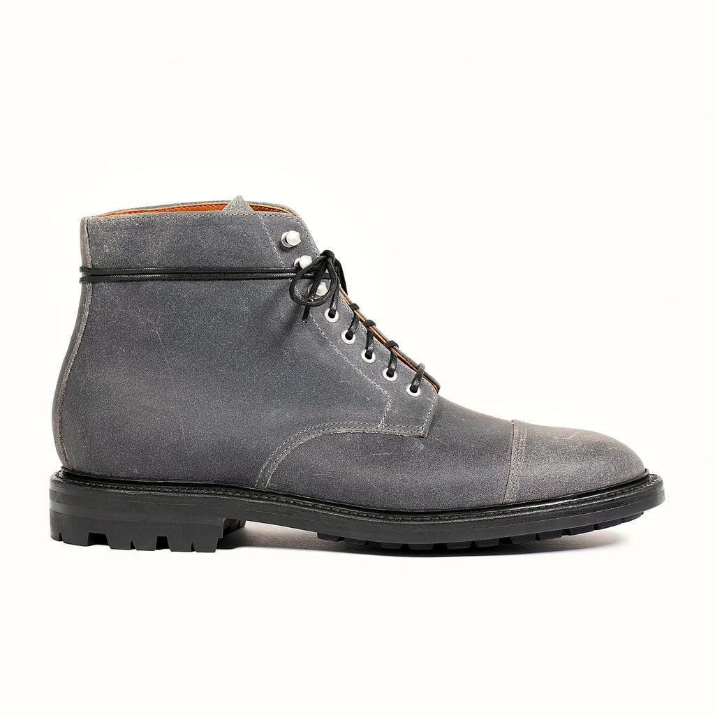 cap toe boot in Frost Waxed Commander with gunmetal eyelets and speed hooks