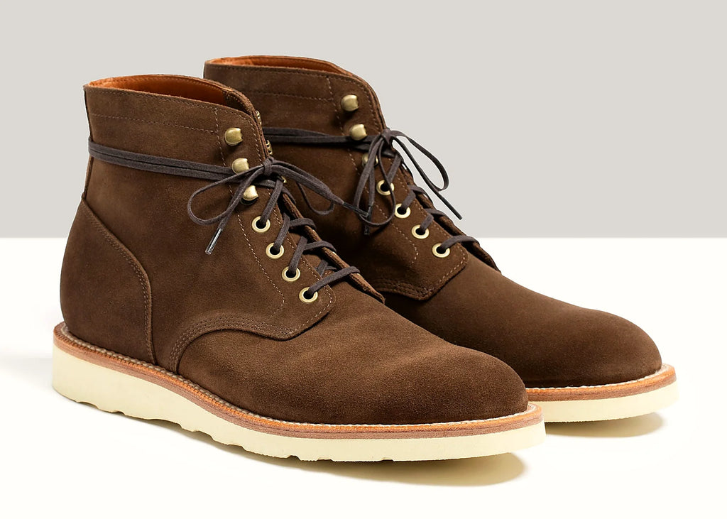 Husk lace-to-toe boot in Repello suede, set on a Vibram Christy outsole
