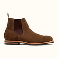 Husk Repello suede boot on a micro stud rubber outsole, cork filler over a steel shank