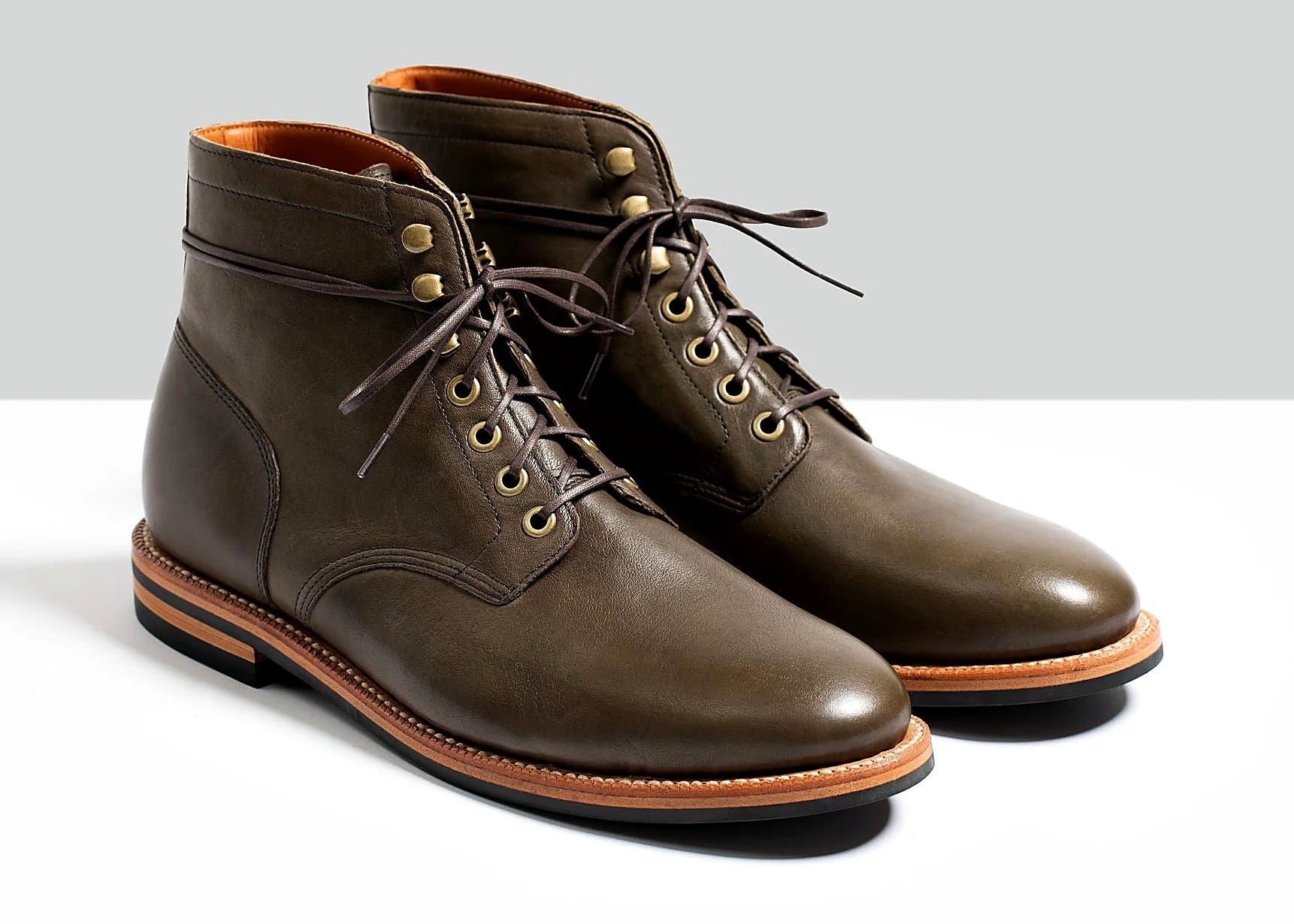 Jungle vegetable-tanned kangaroo lace-to-toe boot with antique brass eyelets and speed hooks
