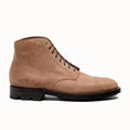 Natural Waxed Commander perforated cap toe service boot with polished brass eyelets