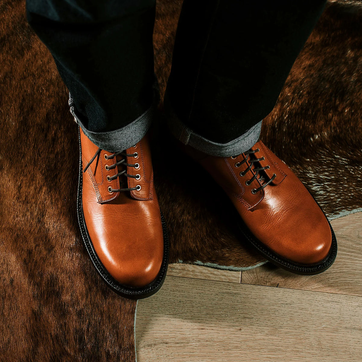 Saddle Tan Minerva Lug Sole Boot — Goodyear welted leather boot