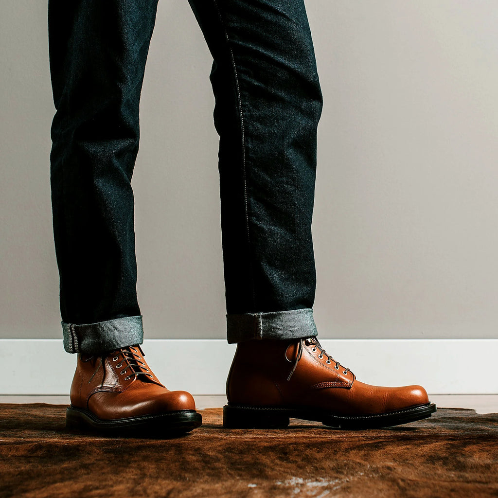 Saddle Tan Minerva Lug Sole Boot — Goodyear welted leather boot
