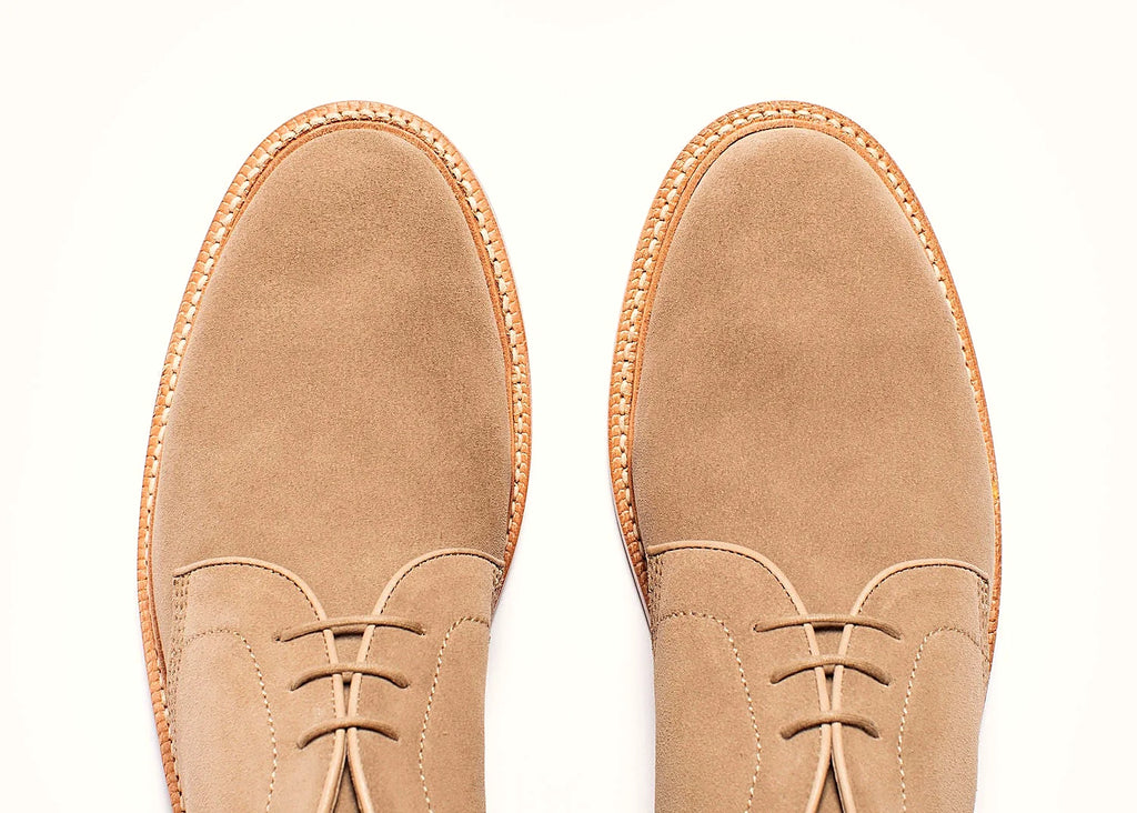 Janus Butt suede unlined chukka boot in Sand, vegetable-tanned insole, welt and midsole
