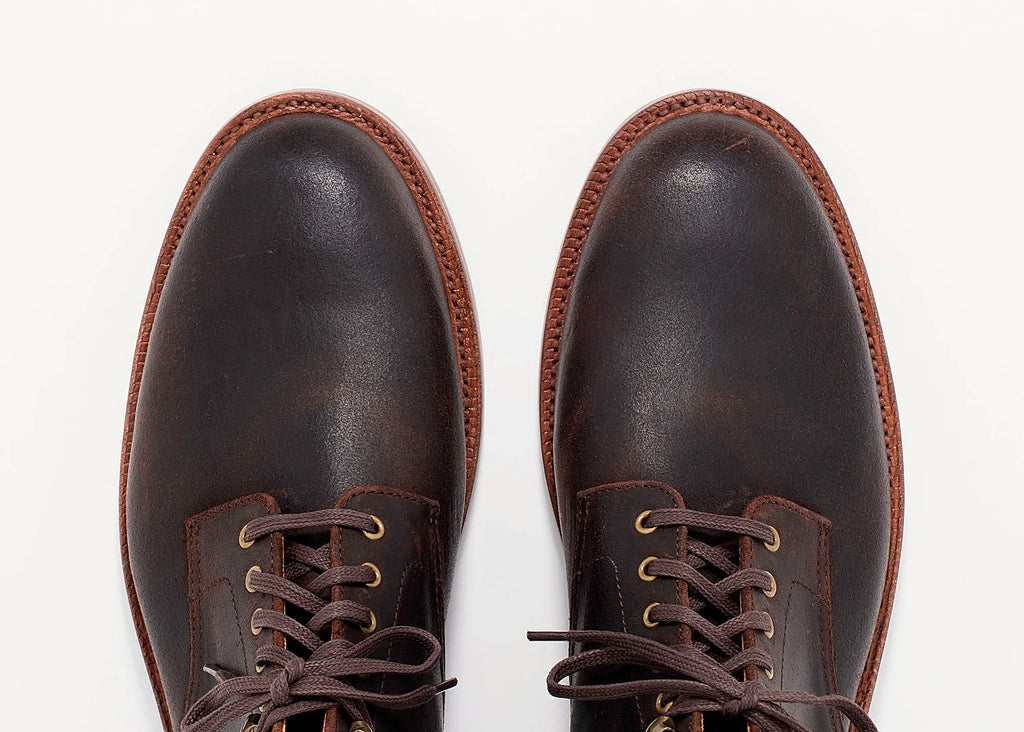 Waxed Commander service boot in Tobacco, vegetable-tanned insole, welt and midsole