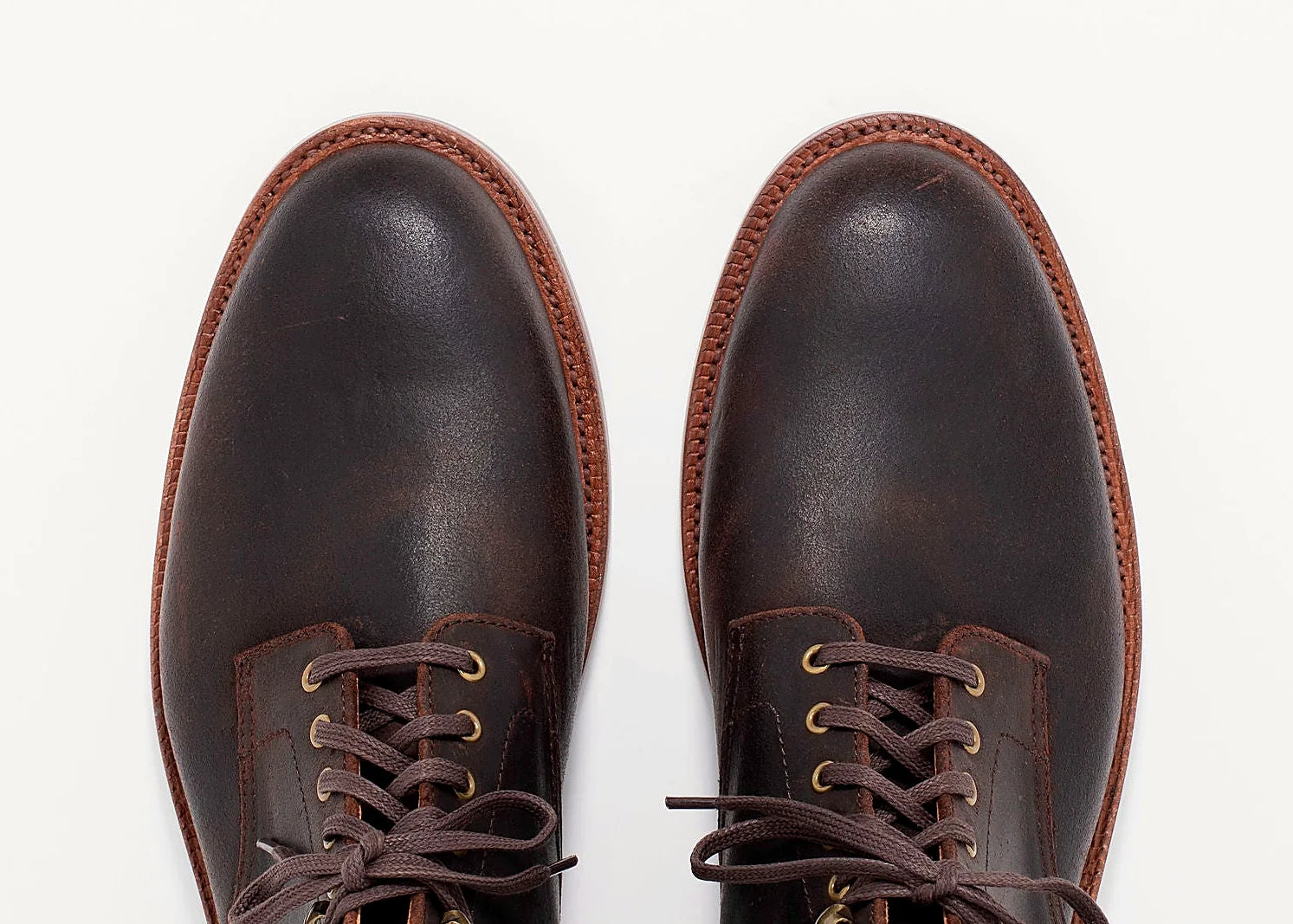 Waxed Commander service boot in Tobacco, vegetable-tanned insole, welt and midsole